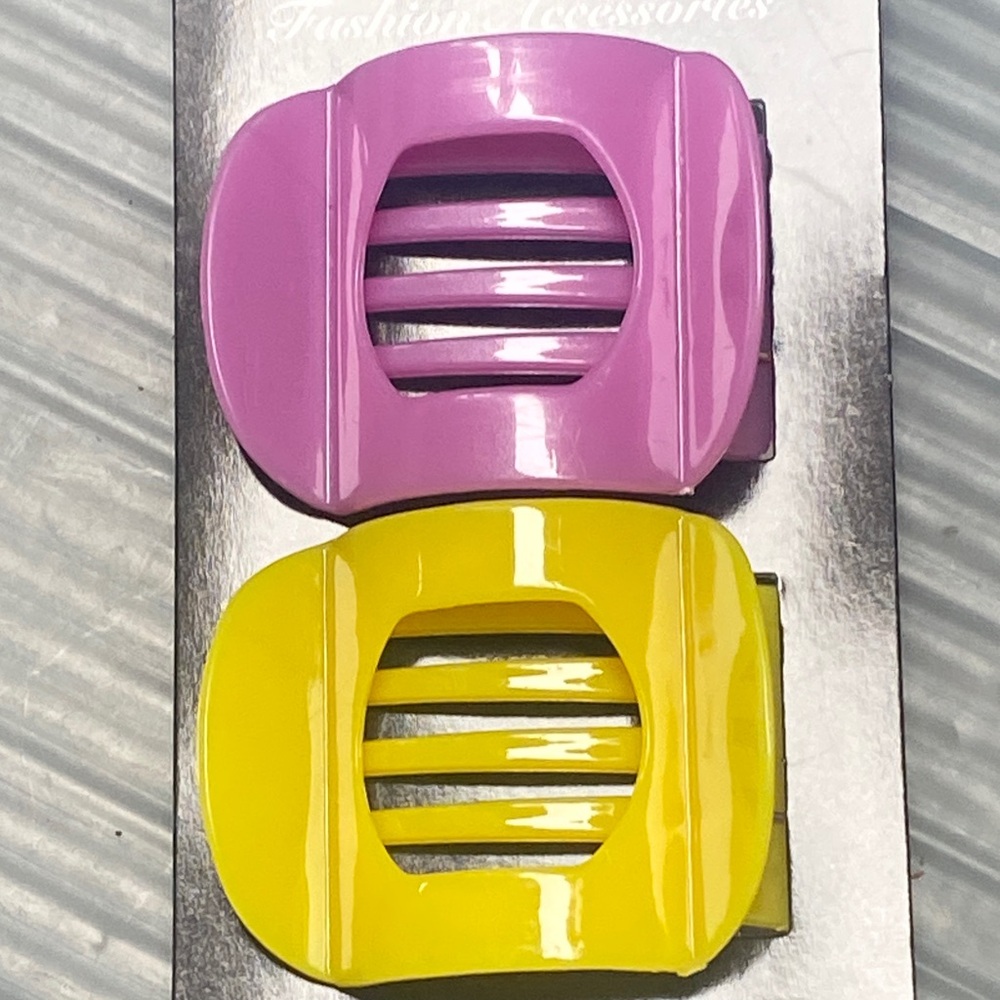 Pink and Yellow Hair Clips Set